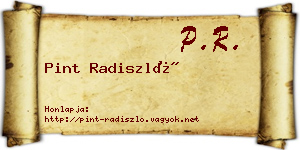 Pint Radiszló névjegykártya